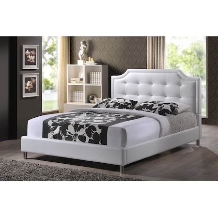 Baxton Studio Carlotta White Modern Bed with Upholstered Headboard - Full Size 103-5189